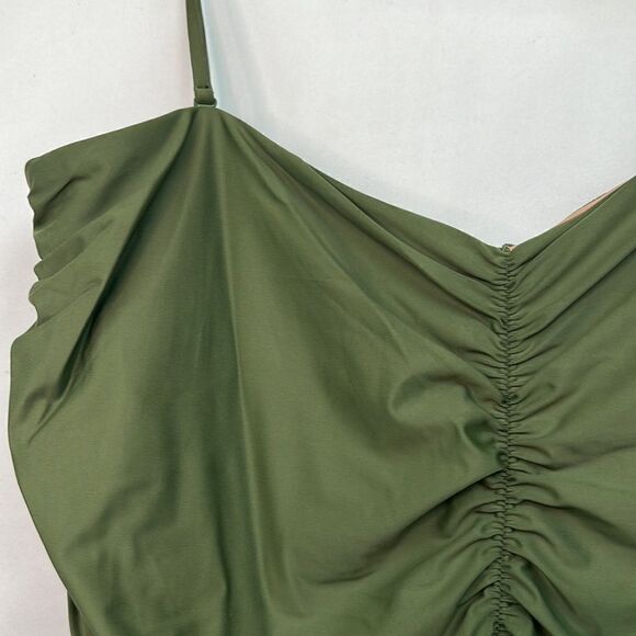 J. crew Olive Green Ruched Spaghetti strap swimsuit NWT - Picture 11 of 16